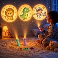 Projetor Infantil 24 Imagens Criativas 2 em 1 Brinquedo Presente Dia das Crianças Natal Lanterna