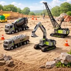 Brinquedo Kit Veículos De Ferro Kit Construção Caminhão Trator Guindaste Infantil Carrinhos De Ferro