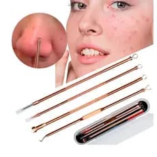 Kit 4 Extrator Removedor Cravo Espinha Acne Rosto Pinça Agulhas