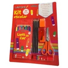 Kit EscolarL ápis Cor Borracha+ Acessórios Lápis Grafite, Tesoura, Cola Bastão, Apontador