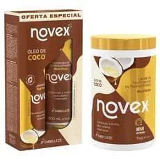 kit para tratamento capilar novex óleo de coco puro shampoo + condicionador + creme tratamento 1kg - Embelleze