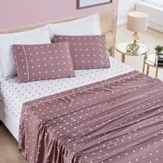 Jogo De Cama 4 Peças Petit Poá Micropercal 200 Fios Sobre Lençol Forro de Cama com Elástico Solteiro Casal Queen e King Kit Cama Posta
