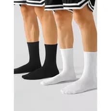 Kit 12/6 pares Meias Masculinas Cano Alto preto e branco algodao 40-46 9002