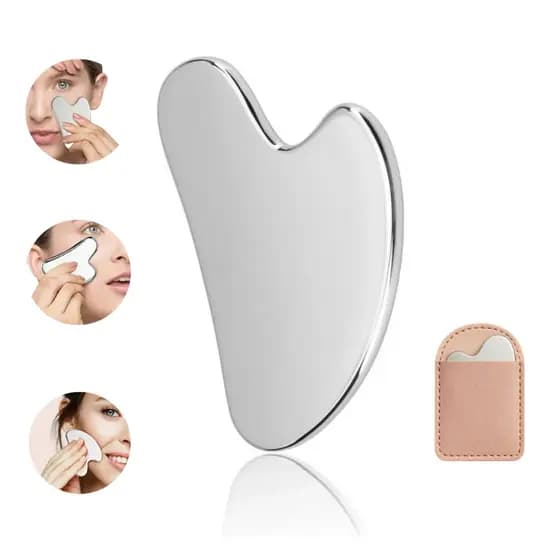 Massageador Facial em Aço Inox para Drenagem Linfática Definição do Rosto Mandibula Mewing e Skincare Profissional