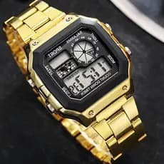 Relógio De Negócios Masculino De Luxo Pulseira De Aço Inoxidável Digital Luminoso Multifuncional Esportes Pulso Eletrôni