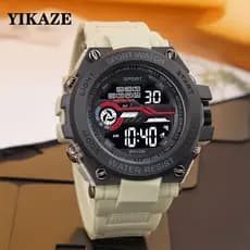 Relógio Digital Masculino À Prova D'água Militar Multifuncional Display Duplo Tempo Semana Natação Relógios Esportivos P