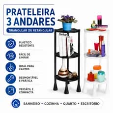 Prateleira Cantoneira Triangular ou Retangular Banheiro Cozinha Sala
