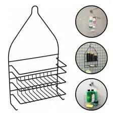 Porta Suporte Shampoo Sabonete Pendurar No Registro Cor Preto
