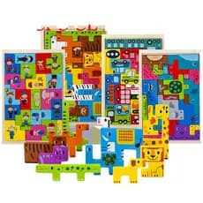 Quebra Cabeça Madeira Infantil Tetris Educativo Montessori Blocos Encaixe Lógico