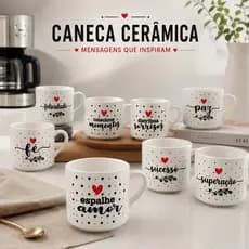 Kit Canecas De Cerâmica Frases Decorativas Café Chá Presente Estampas Sortidas Aleatórias