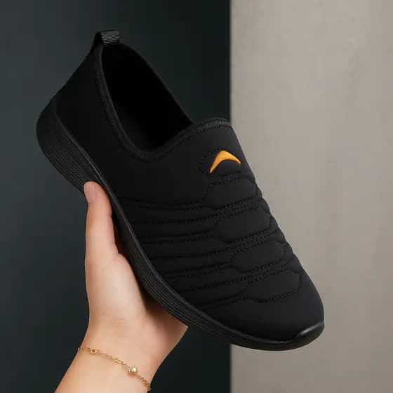 Tênis Meia Feminino Academia Slip On Ortopédico Caminhada  Sneaker Esportivo  Preto Antiderrapante