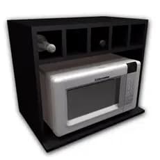 Suporte Para Microondas Com Nicho Garrafeiro Preto Cozinha MDF Suspenso