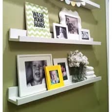 2 Prateleiras De Parede 80cm P/ Quadros, Fotos E Livros Mdf Temperos Multiuso Canaleta Madeira