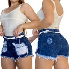 Short Jeans Feminino Cintura Alta Destroyed