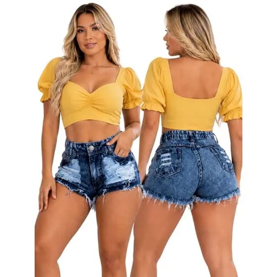 Short Feminino Jeans Detonado C/ Forro