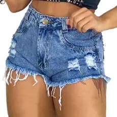 Short Jeans Feminino Cintura Alta Destroyed