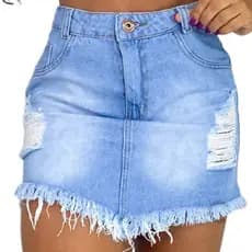 Kit 5 Saia Jeans Luxo Cintura Alta Destroyed Atacado Revenda