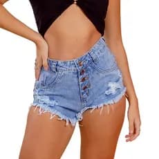 Short Jeans Feminino Cintura Alta Destroyed