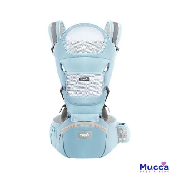 Canguru Elegance 7 Posições Azul Claro Mucca Ergonômico Para Passeio c/Bebê
