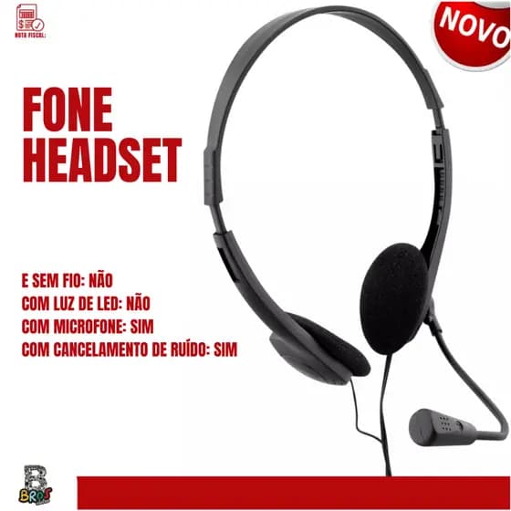 Fone Microfone Headset Headphone Simples Barato Trabalhar Casa Escrótorio Home Office Call Center P2