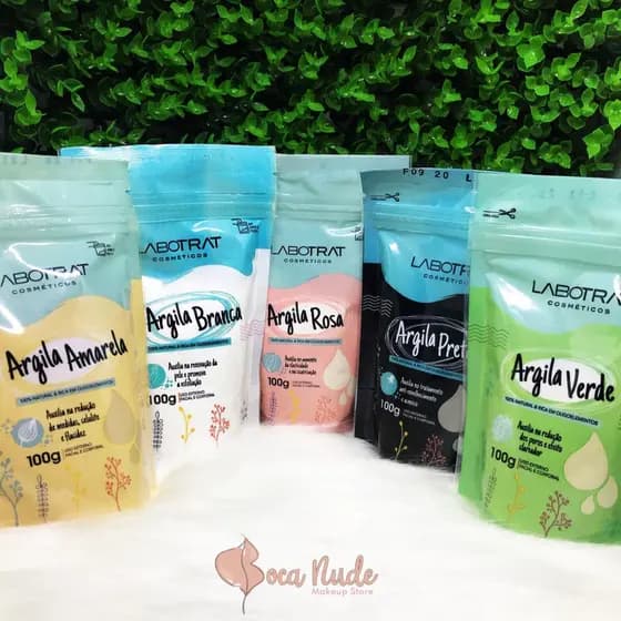 Argila em Pó 100 gramas Amarela/ Branca/ Rosa/ Preta/ Verde - Labotrat