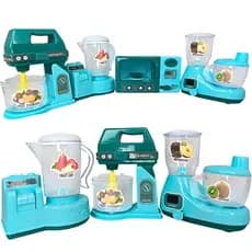 Kit Cozinha Infantil Azul Detalhes Realista Brincar Criança Presente Para Meino Natal Brinquedo