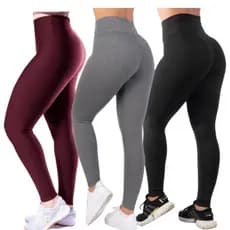 Kit 3 LEG Legging Feminina Cós Alto Calça Suplex Academia Feminino Caminhada Dia a Dia Fitness