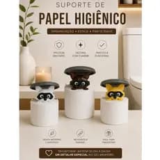 Suporte Papel Higiênico Guaxinin Fofo Decoração Banheiro