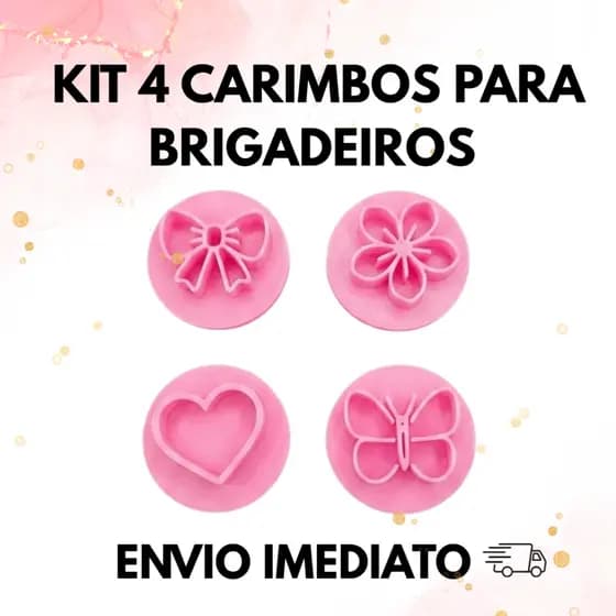 Kit 4 Carimbo Para Brigadeiro e Doce Gourmet Doces Finos