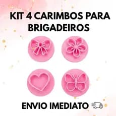 Kit 4 Carimbo Para Brigadeiro e Doce Gourmet Doces Finos