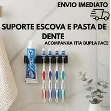 Suporte de Parede para Escova de Dentes e Pasta