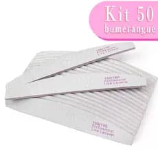 Kit 50 Lixa de Unha Bumerangue manicure Lavável 100/180 Boomerang Alongamento Unhas Lixas Gel Fibra Polygel