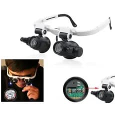 Lupa De Óculos 9892H-1 Com Luzes DUPLA LED Pequena Manutenção De Máquinas Montada Na Cabeça Raio de Ação Cirúrgico Curto