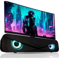 Caixa De Som Para PC P2 Subwoofer Soundbar LED RGB Tv Computador Notebook