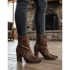 Bota Feminina Cano Curto Salto Alto Grosso Ziper Bico Fino Confor 33 a 40 Bota Onça Coturno Feminino