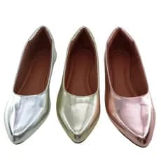 Sapatilha Rasteira Feminina Bico Fino Metalizado 33 a 39 Dourado Prateado e Rosa  Mocassim Mule