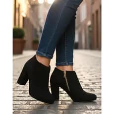 Bota Feminina Cano Curto Top Botinha Feminina Coturno 33a 40 Bota Cano baixo Ziper Bota Salto 9 cm