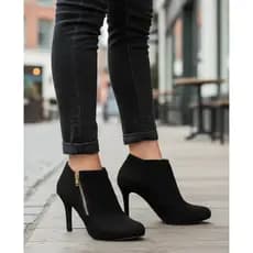 Bota Feminina Cano Curto Top Botinha Feminina Coturno 33 ao 40 Bota Cano baixo Ziper Bota Salto 9cm