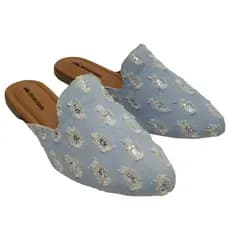 Mule Feminino Rasteira Tamanco Sapatilha Bico Fino Confort Rasteirinha Jeans Rasgado Glitter 33 a 39