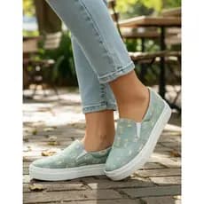 Tenis Feminino Casual Slip On Sapatenis Jeans Rasgado Glitter Brilho Confortavel  33 a 40