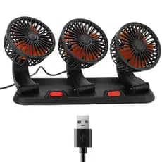 Ventilador Triplo Usb Automotivo Carro Escritorio Mesa Escrivaninha Home Office 2 Modos Silencioso Verao Calor