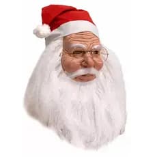 Mascara de Papai Noel Realista Natal Natalino Latex Fantasia Oculos Barba Gorro Festa Fim de Ano Celebraçao