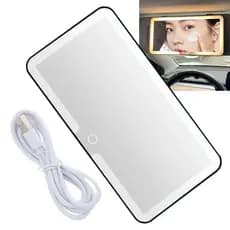 Espelho De Carro Maquiagem Retrovisor Led 3 Cores Quebra Sol Usb Sem Fio Iluminaçao Automtovel Penteado