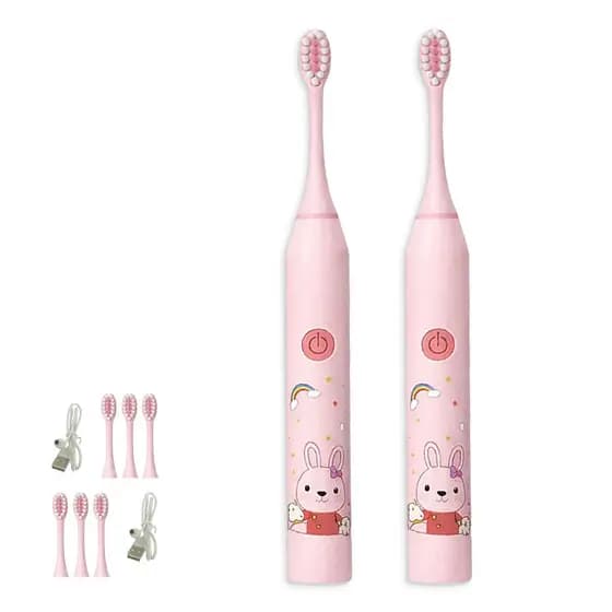 Escova de Dente Eletrica 6 Velocidades Kit 2 Uni Recarregavel Lingua Gengiva Higiene Oral Profunda Limpeza Bucal