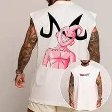 Camiseta Regata Oversized Longa Arte Gym Fitness Majin Boo