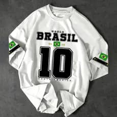 Camiseta Básica e Oversized Algodão Unissex World Brasil South América 10