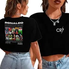 Blusa Cropped Top Estilosa Oversized Personalizada Cristiano Ronaldo Cr7 Goat Futebol