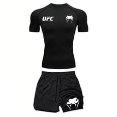 Kit Camiseta Compressão e Short Compressão Ufc Snake Estilosa Para Treinar Academia Gym Arte Fitness