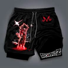Short Dry-Fit Compressão 2 em 1 Esportivo Academia Goku Black Fases Saiyajin Power Full Anime Dragon Ball