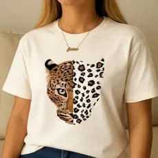 Camiseta Feminina Onça T-Shirt Básica Versátil lançamento 100% Algodão Envio Ja